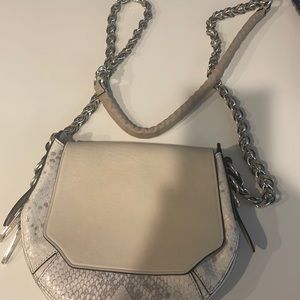 Rag and Bone beige crocodile effect shoulder handbag